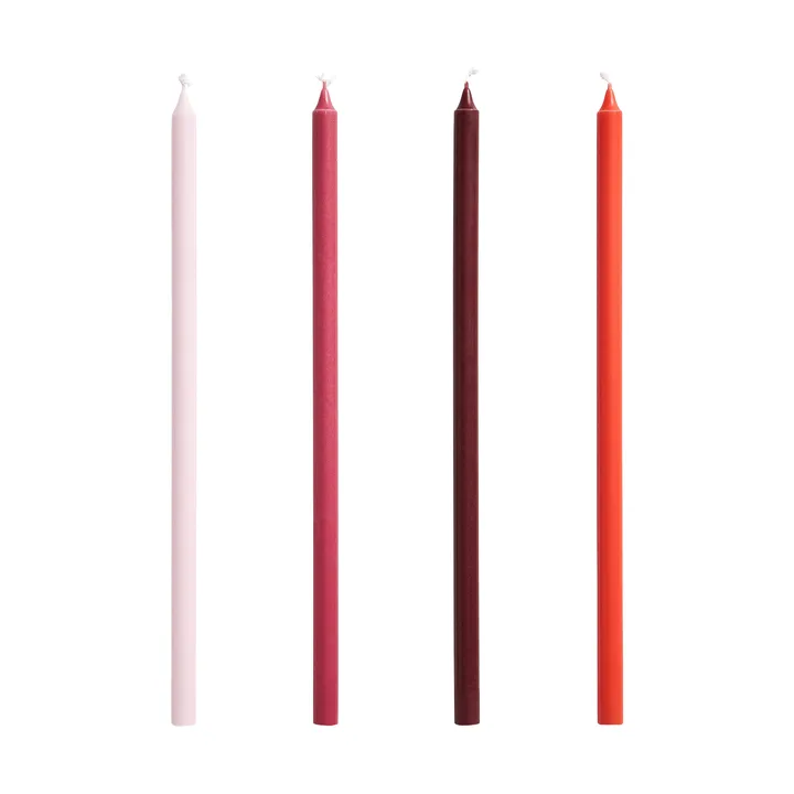 Slim kynttilä, 4-pack - Pink-red - HAY