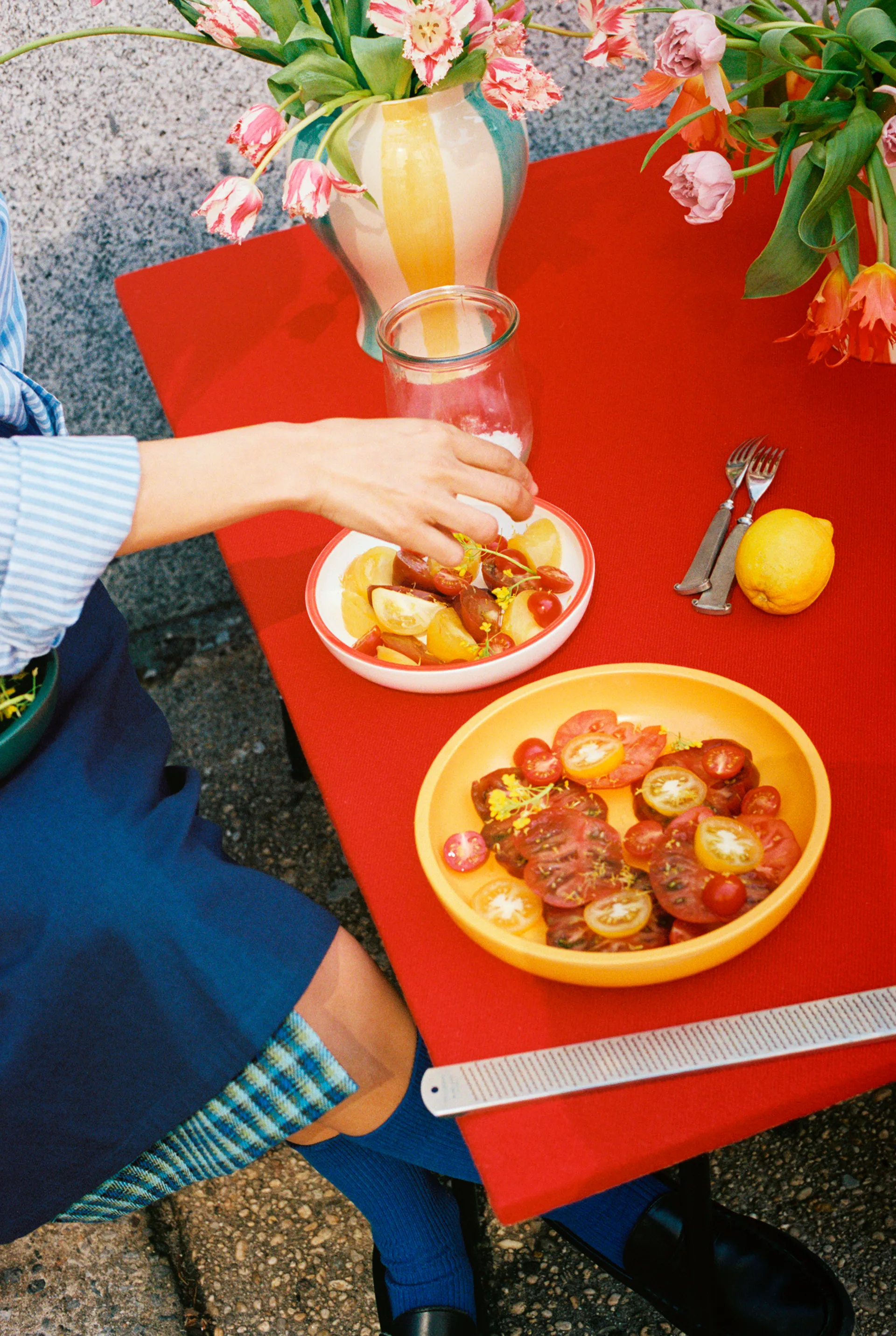 Sobremesa stripe maljakko L 25 cm, Green-yellow HAY