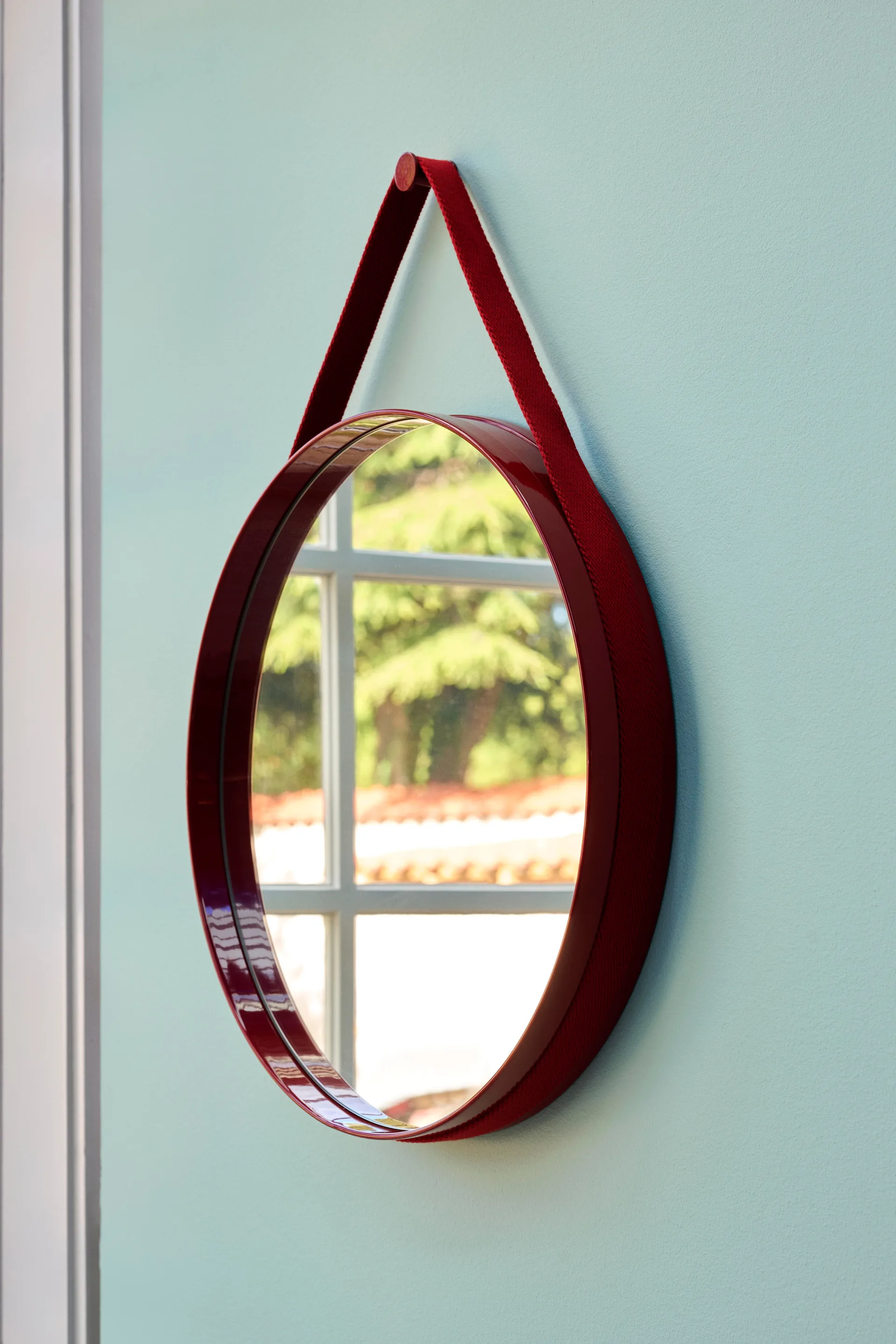 Strap Mirror -peili Ø 70 cm, Red HAY