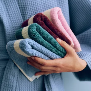 Stripe pyyhe - Petrol blue, 30x30 - HAY