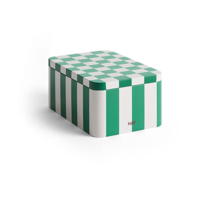 Tin Container säilytyspurkki small - Green-off white - HAY
