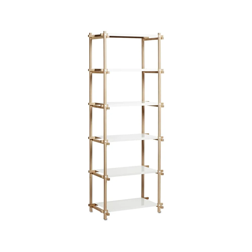 Woody Column hylly, Oak-white lacquered shelf, high HAY