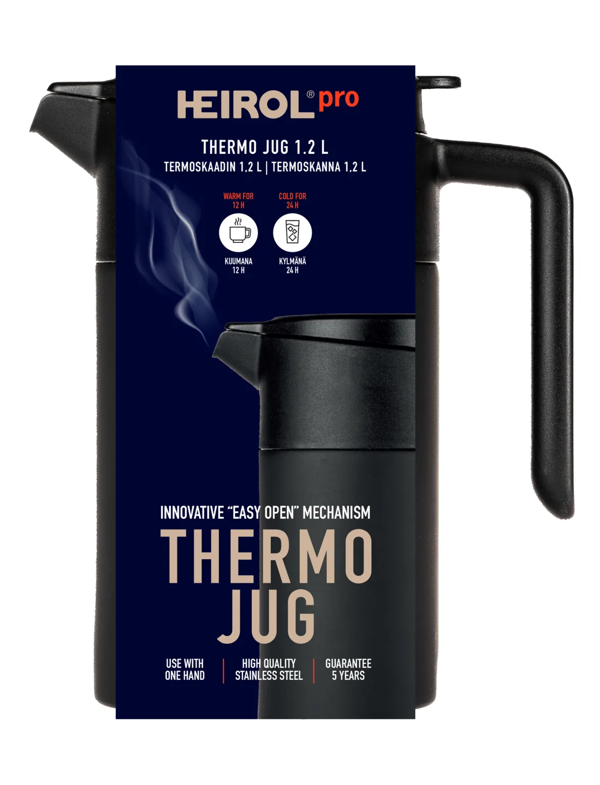 Heirol termoskannu 1,2 L, Musta Heirol