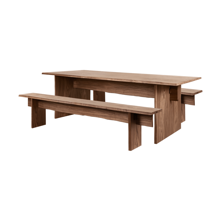 Bookmatch ruokapöytä penkkeineen 220 cm - Saksanpähkinä - Hem