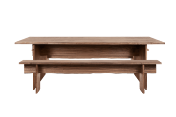 Bookmatch ruokapöytä penkkeineen 220 cm - Saksanpähkinä - Hem
