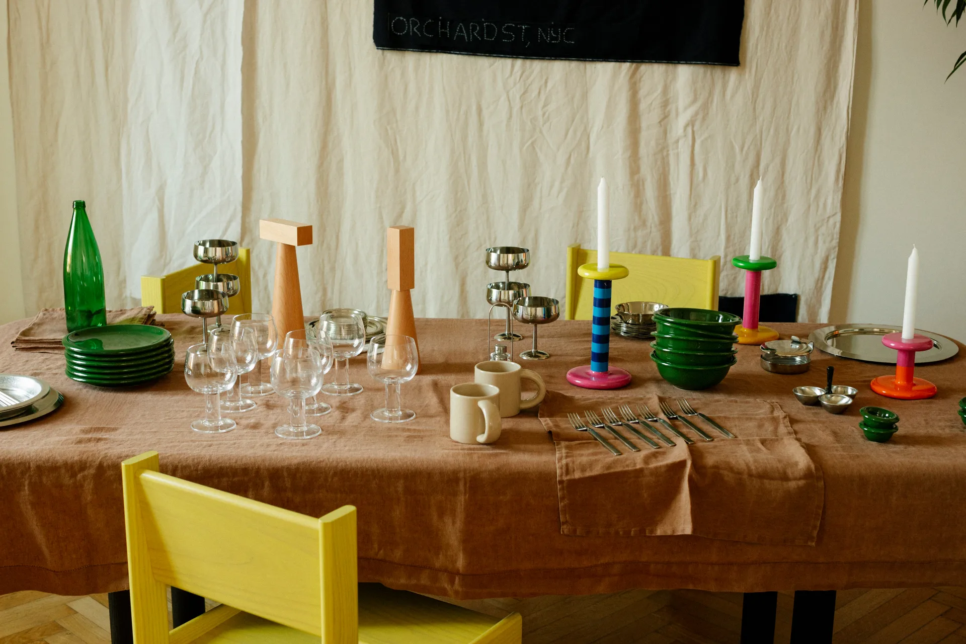 Pesa kynttilänjalka High 23 cm, Sky blue-night blue stripe Hem