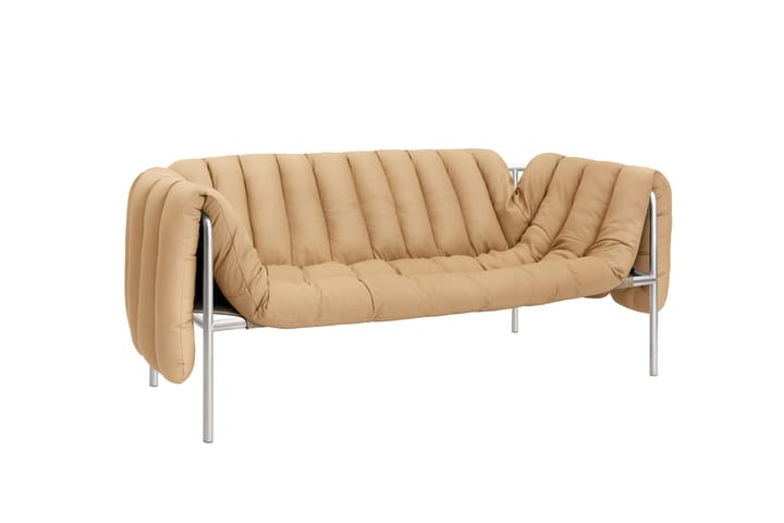 Puffy 2,5-istuttava sohva 205 cm, Sand leather-ruostumaton teräs Hem