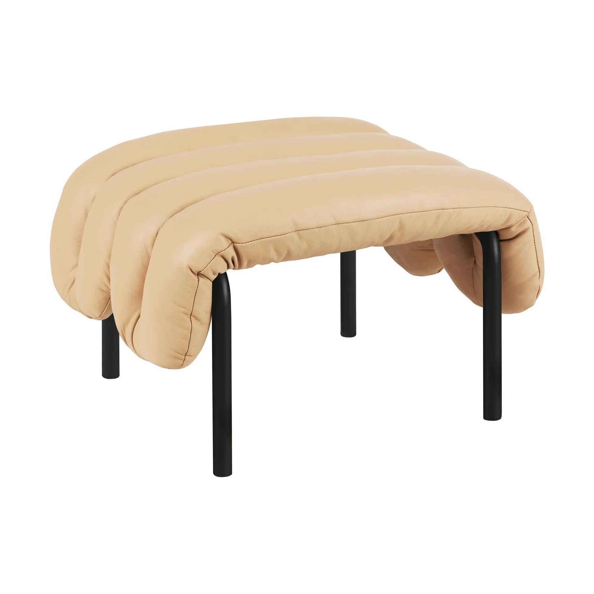 Puffy leposohva 58x67 cm, Sand leather-black grey Hem