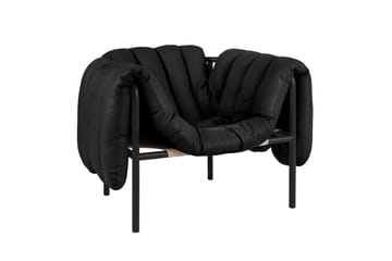Puffy lounge-nojatuoli - Black leather-black grey - Hem