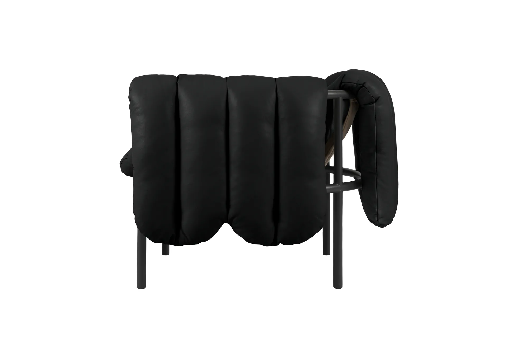 Puffy lounge-nojatuoli, Black leather-black grey Hem