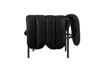 Puffy lounge-nojatuoli - Black leather-black grey - Hem