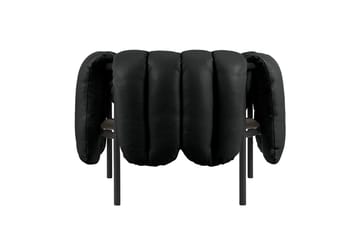Puffy lounge-nojatuoli - Black leather-black grey - Hem