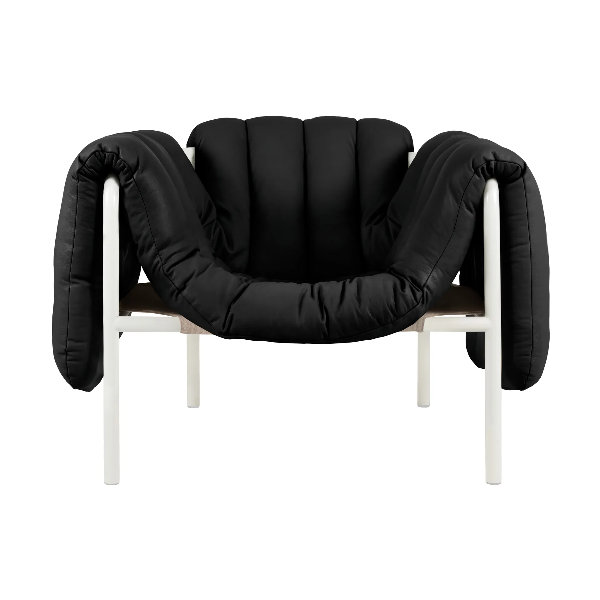 Puffy lounge-nojatuoli, Black leather-cream Hem