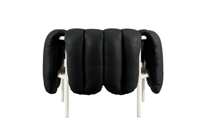 Puffy lounge-nojatuoli, Black leather-cream Hem