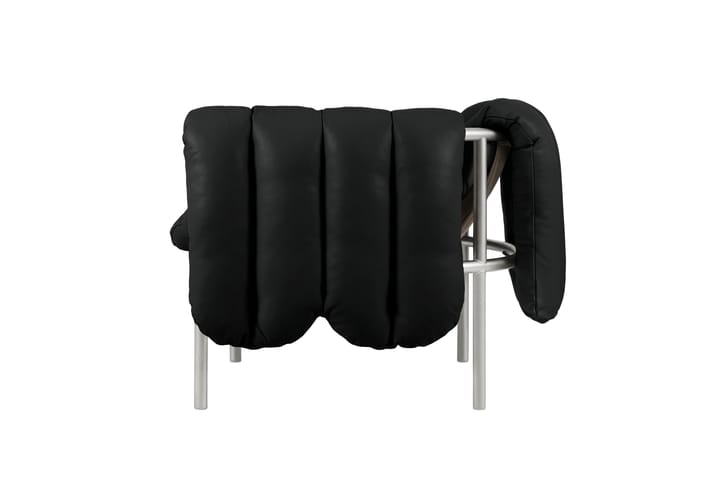 Puffy lounge-nojatuoli, Black leather-ruostumaton teräs Hem