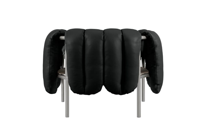 Puffy lounge-nojatuoli, Black leather-ruostumaton teräs Hem