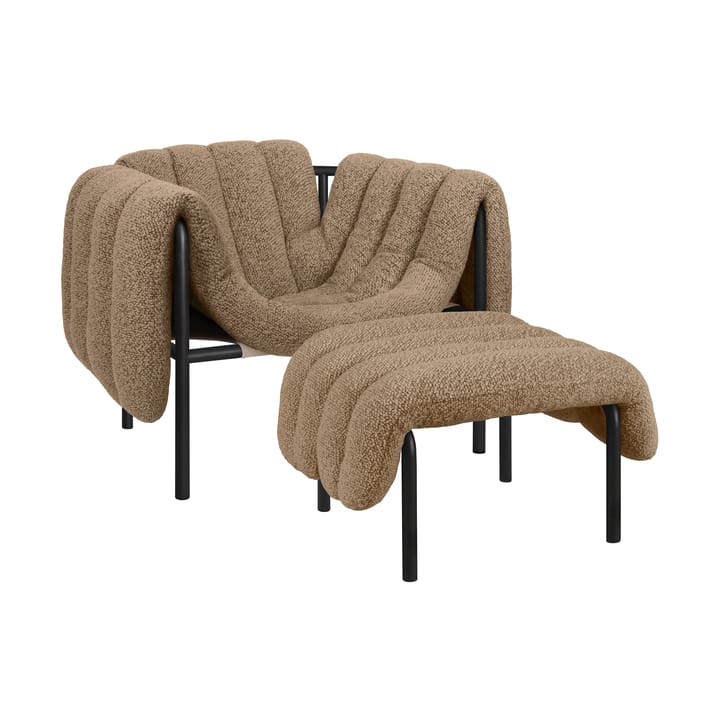 Puffy lounge-nojatuoli + leposohva - Sawdust-black grey - Hem