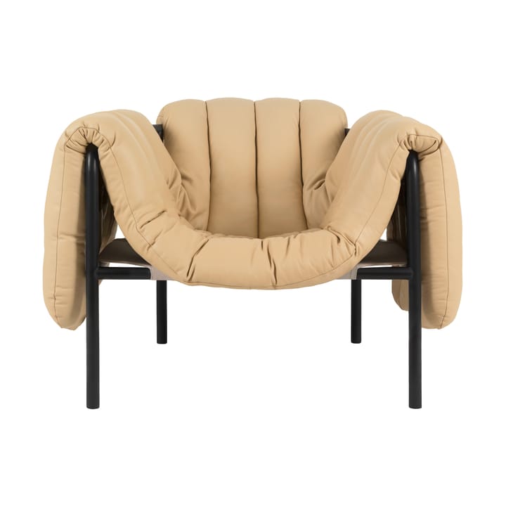 Puffy lounge-nojatuoli - Sand leather-black grey - Hem