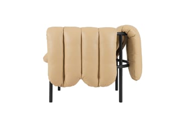 Puffy lounge-nojatuoli - Sand leather-black grey - Hem