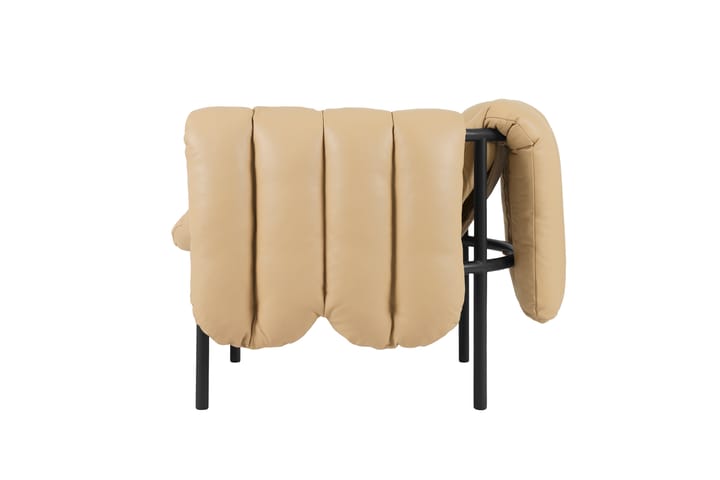 Puffy lounge-nojatuoli, Sand leather-black grey Hem