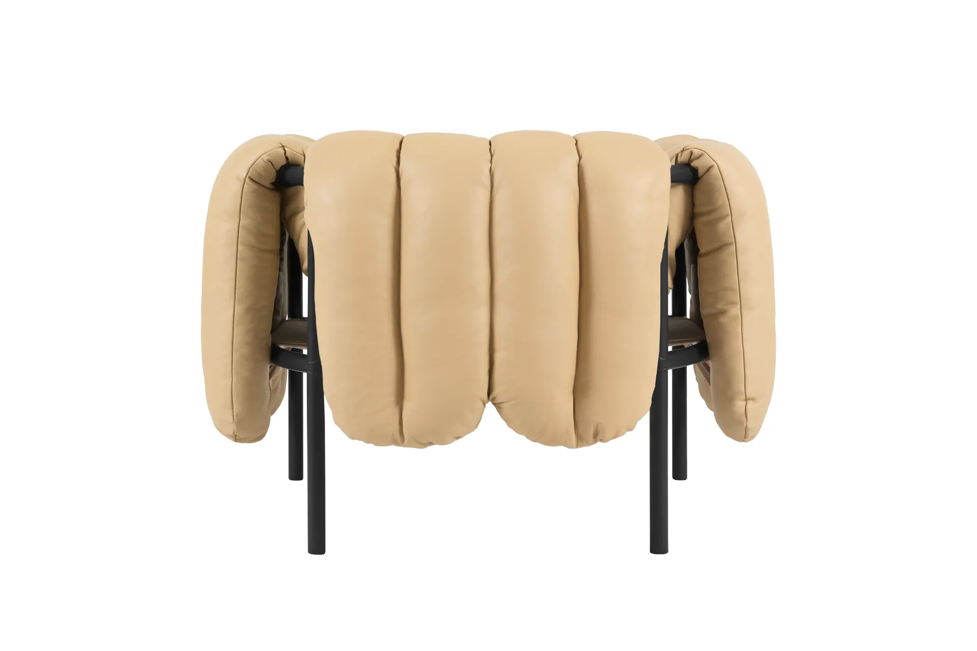 Puffy lounge-nojatuoli, Sand leather-black grey Hem