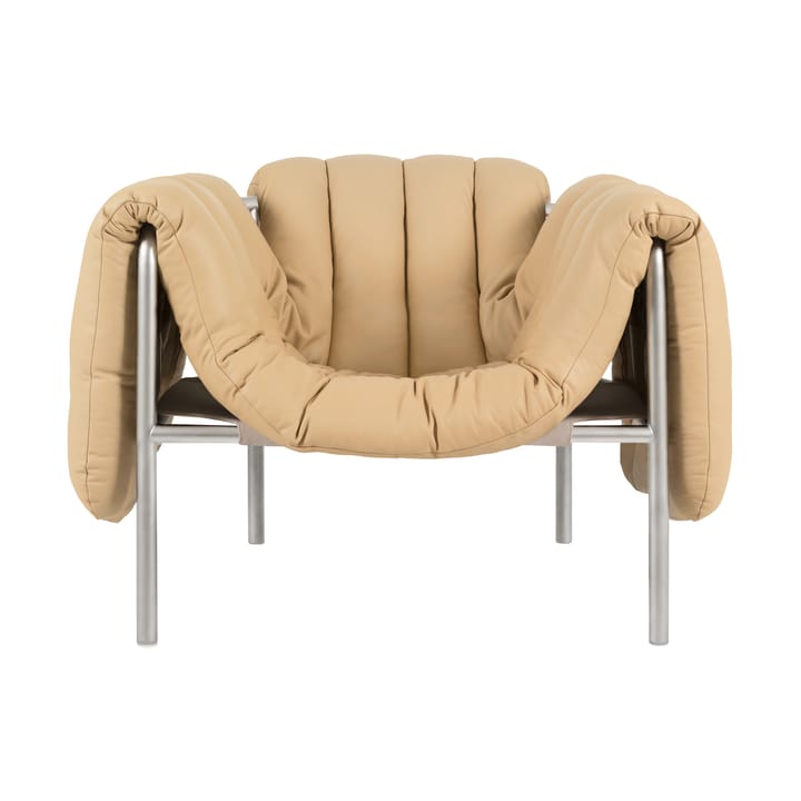 Puffy lounge-nojatuoli - Sand leather-ruostumaton teräs - Hem