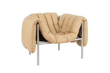 Puffy lounge-nojatuoli - Sand leather-ruostumaton teräs - Hem