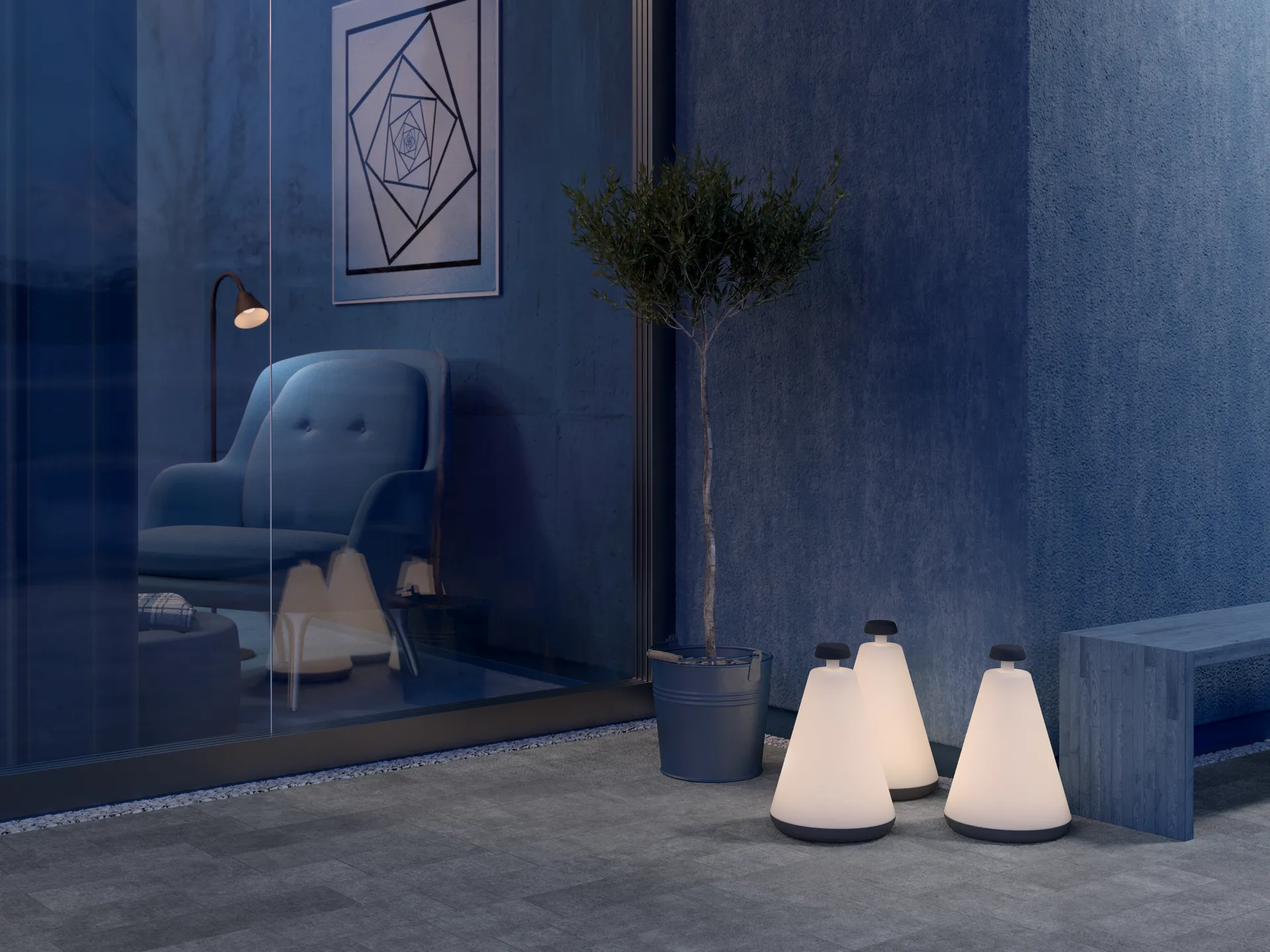 Buoy portable -pöytävalaisin, Harmaa Herstal