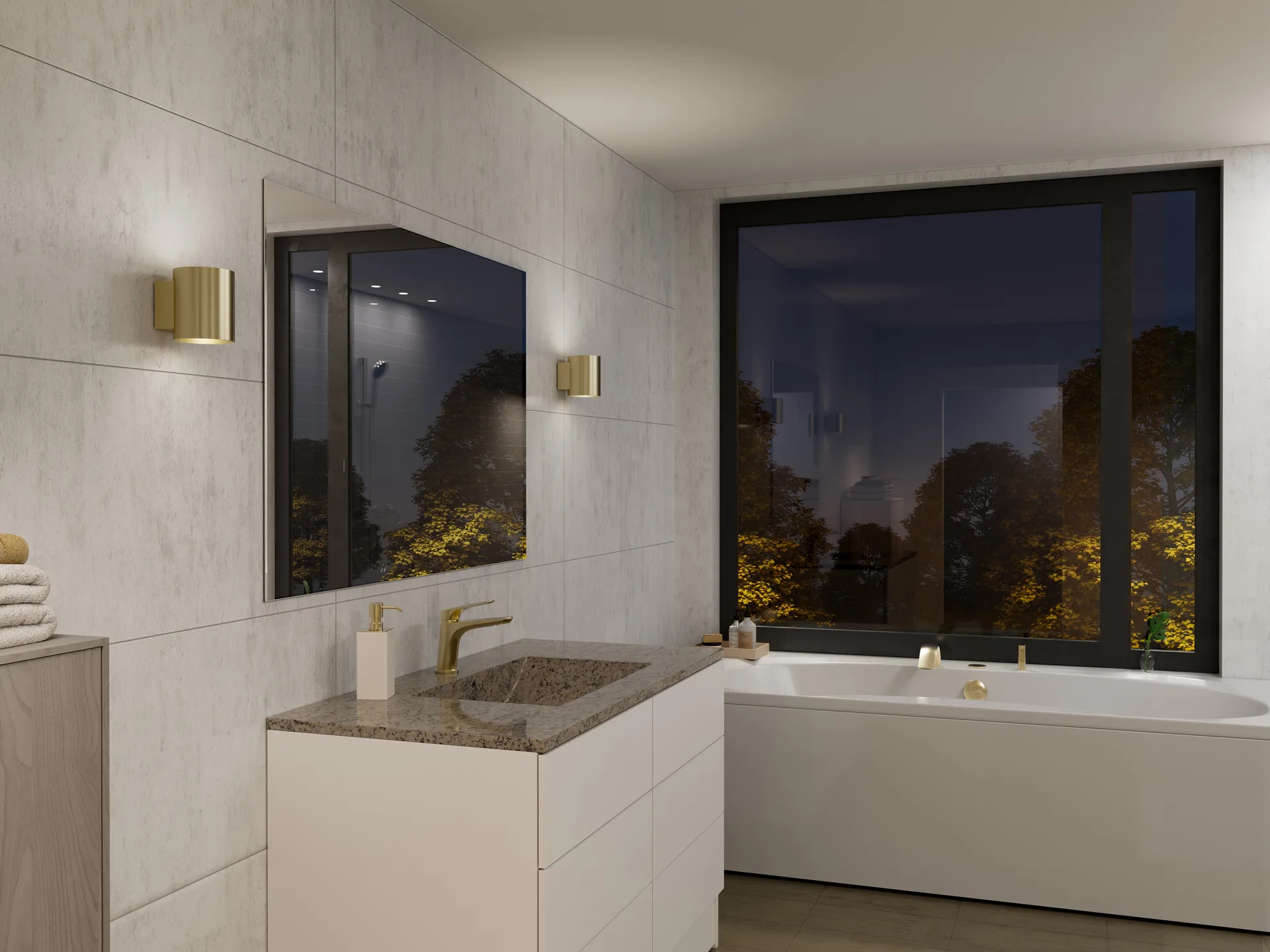 Evoke seinävalaisin small, Satin brass Herstal