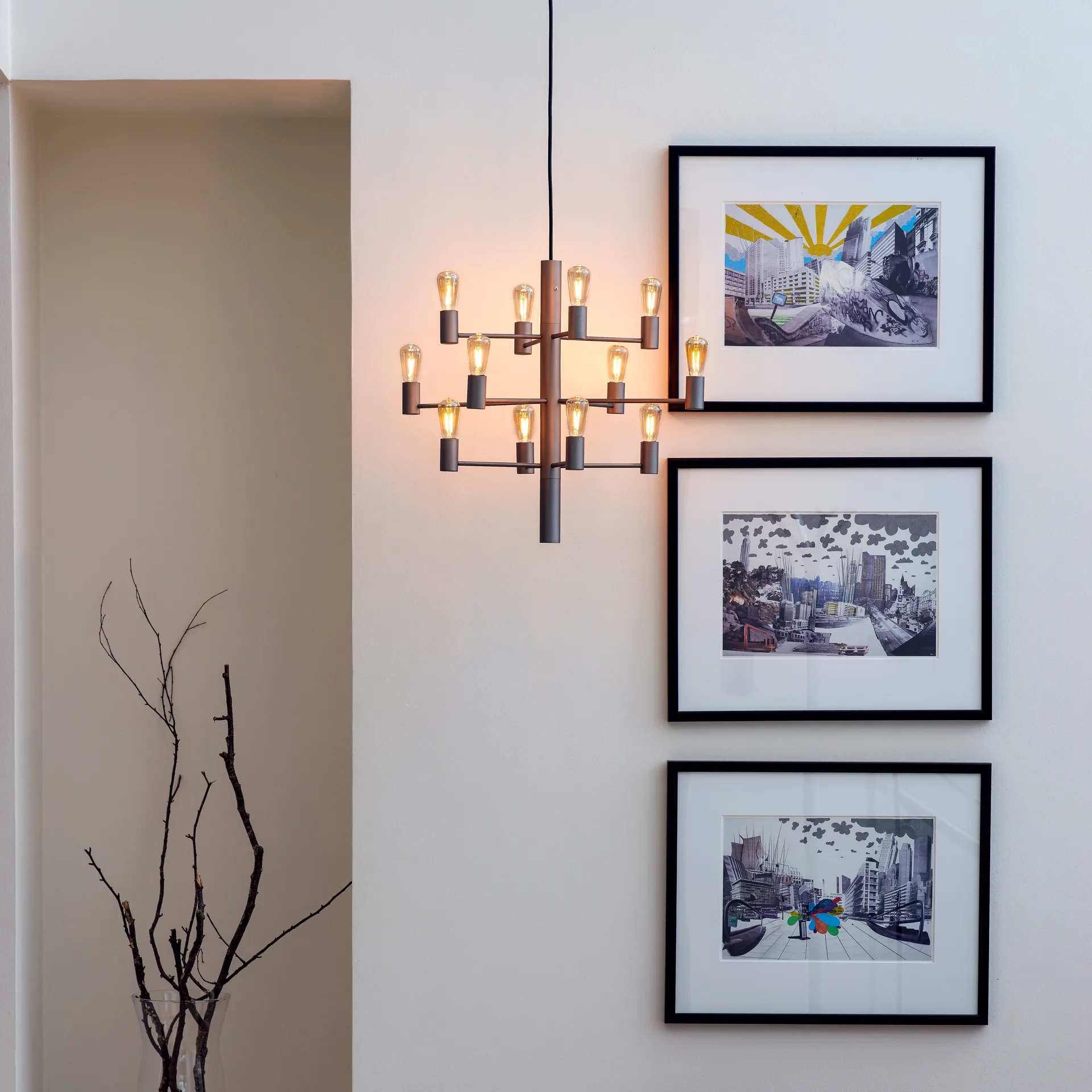 Manola 12 kattokruunu, grafiitti (harmaa) Herstal