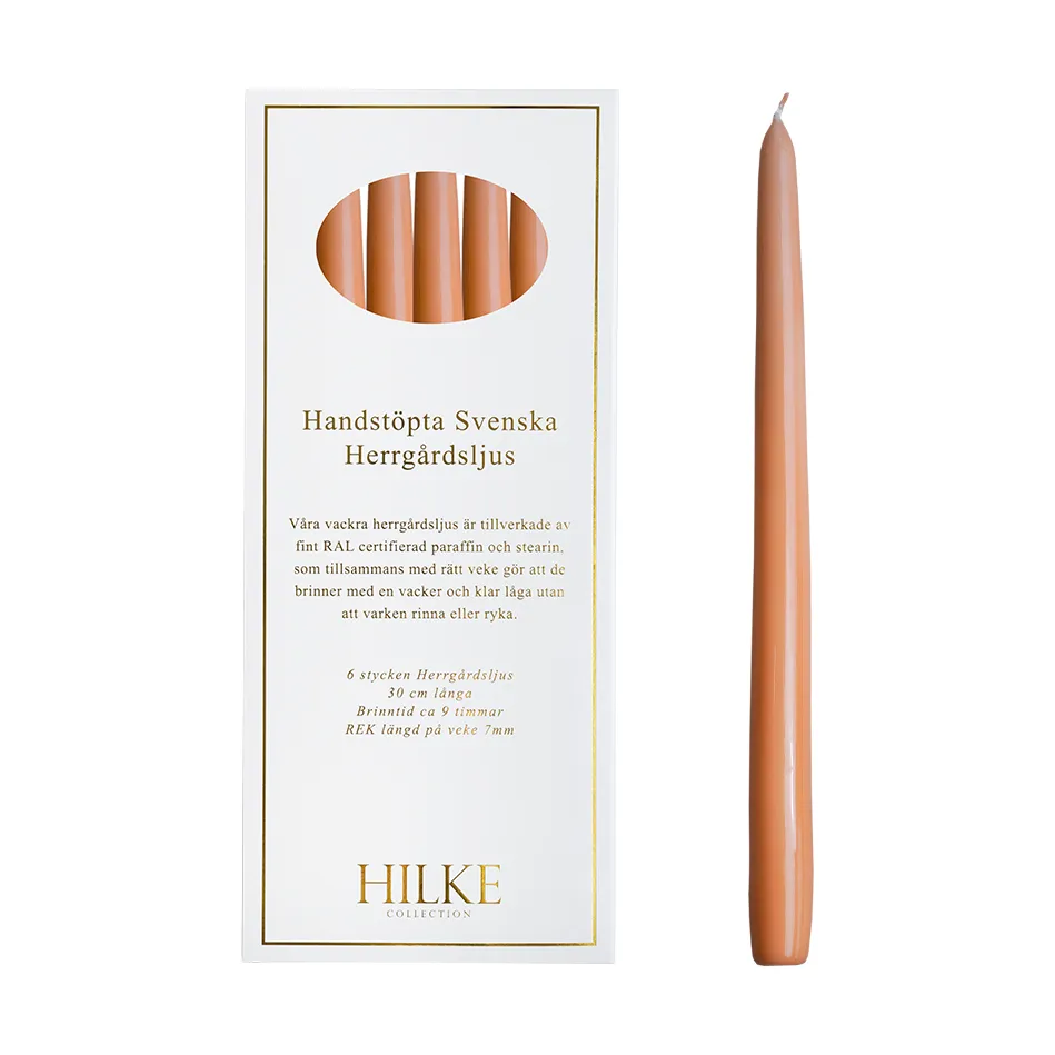 Herrgårdsljus kynttilät 30 cm 6-pakkaus, Aprikoosi Hilke Collection
