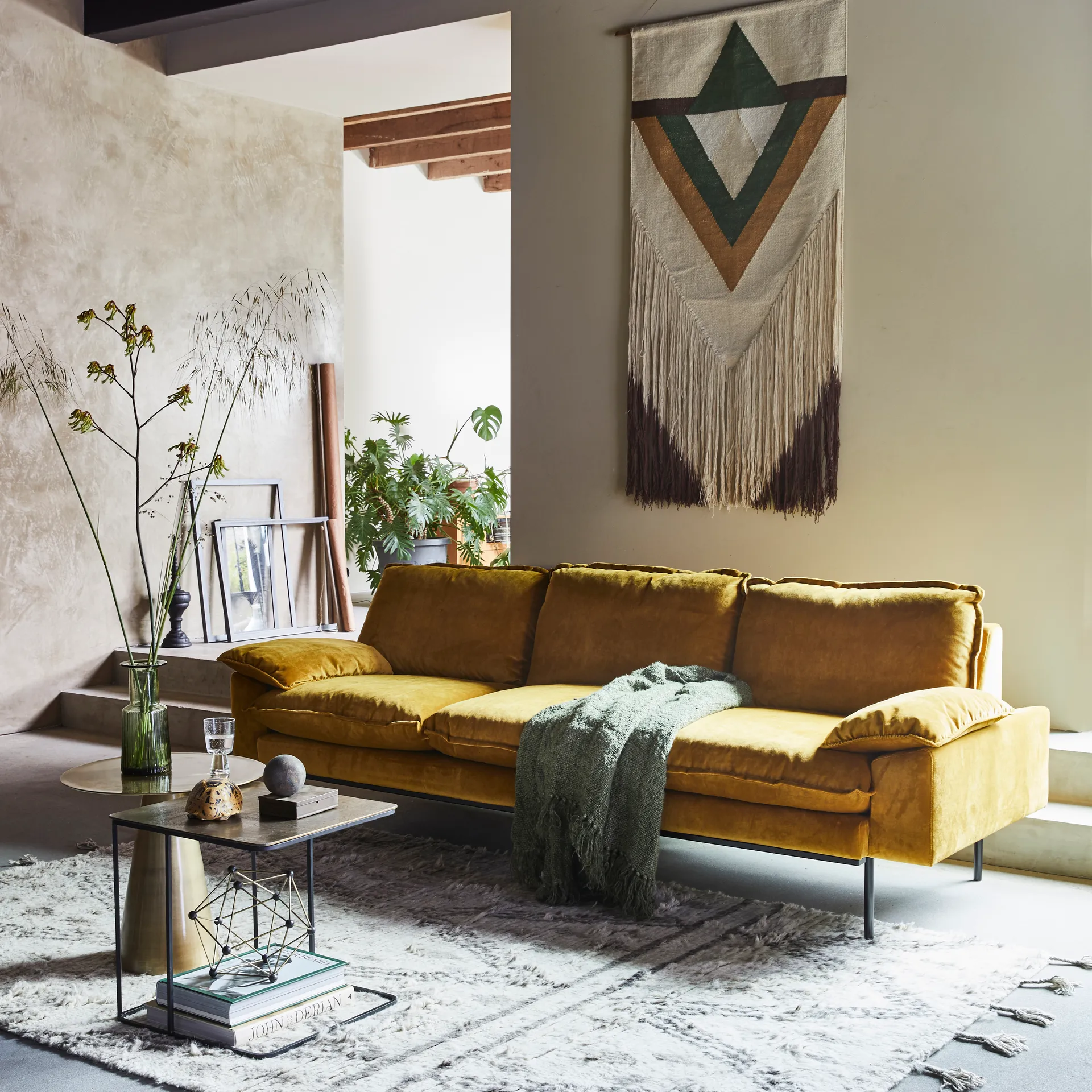 Retro 3:n istuttava sohva, ochra (keltainen) HKliving