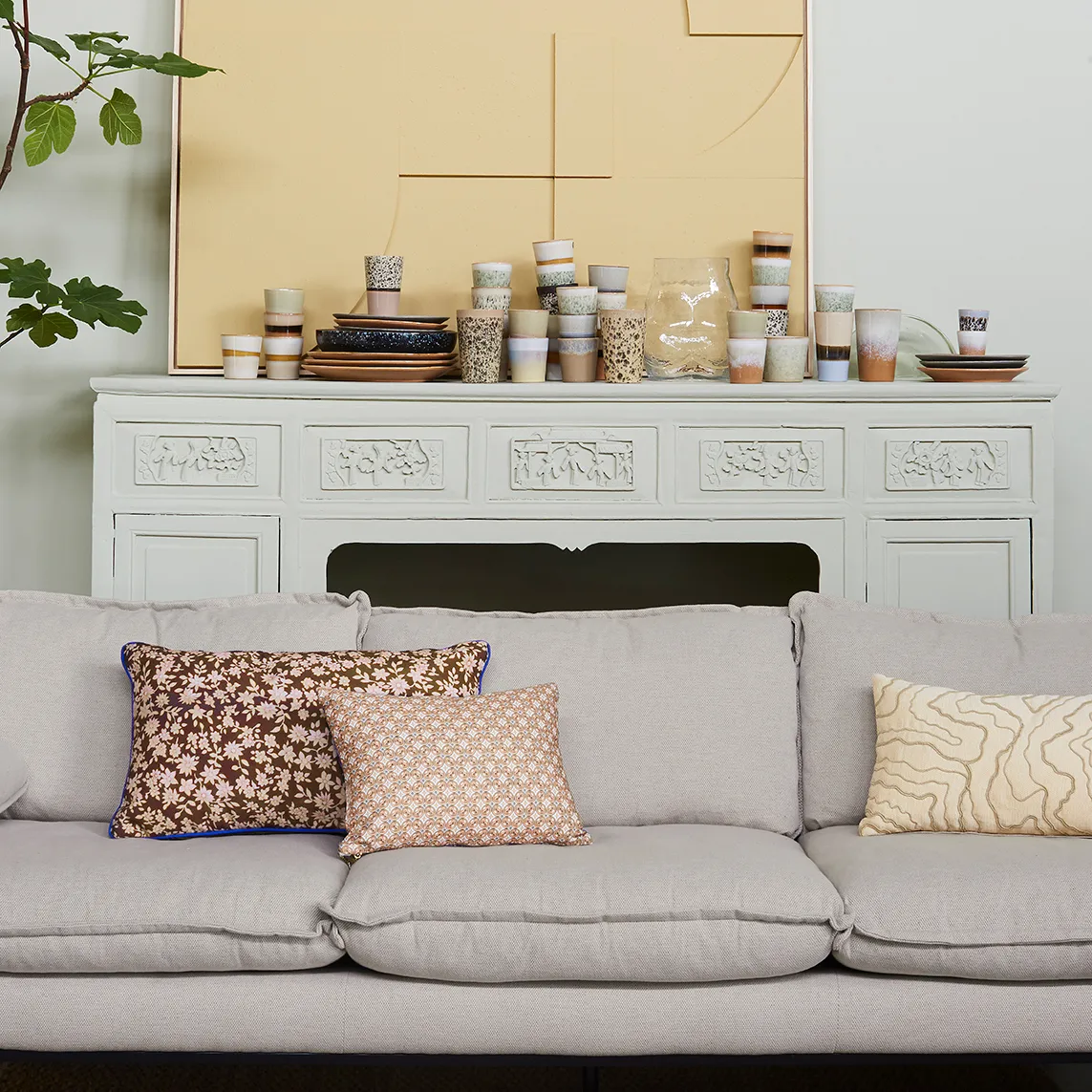 Stitched lines tyyny 30x50 cm, Cream-natural HKliving
