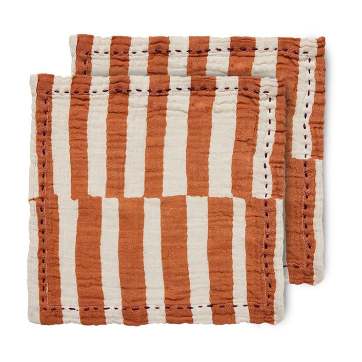 Striped puuvillainen lautasliina 30 x 30 cm 2-pakkaus - Tangerine - HKliving