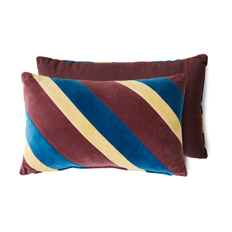 HKliving Striped velvet tyyny 30x50 cm Speakeasy | Skandinaavinen Sisustus | Tyynyt | Ruskea