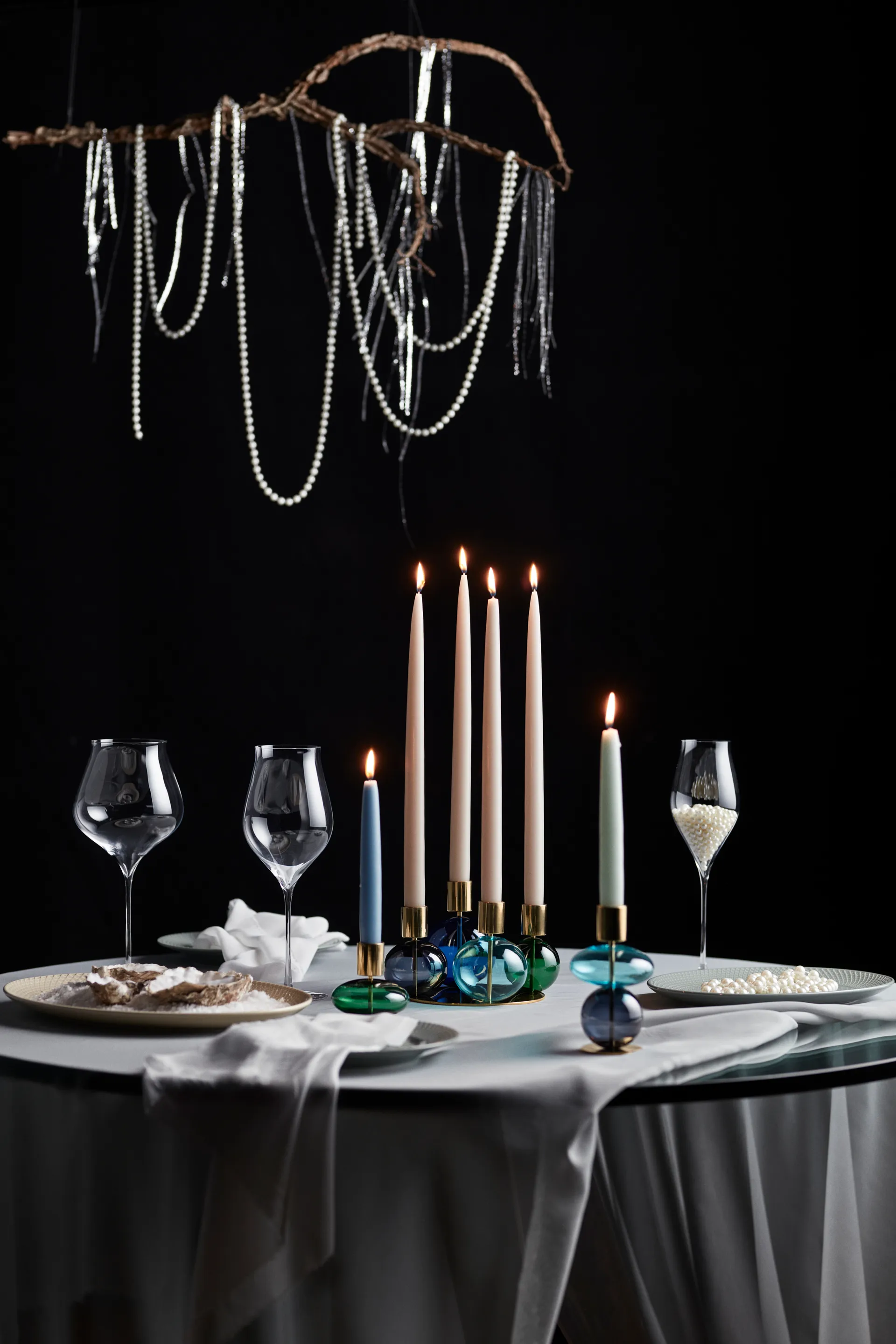 Bubble kynttilänjalka 8 cm, Vihreä Holmegaard