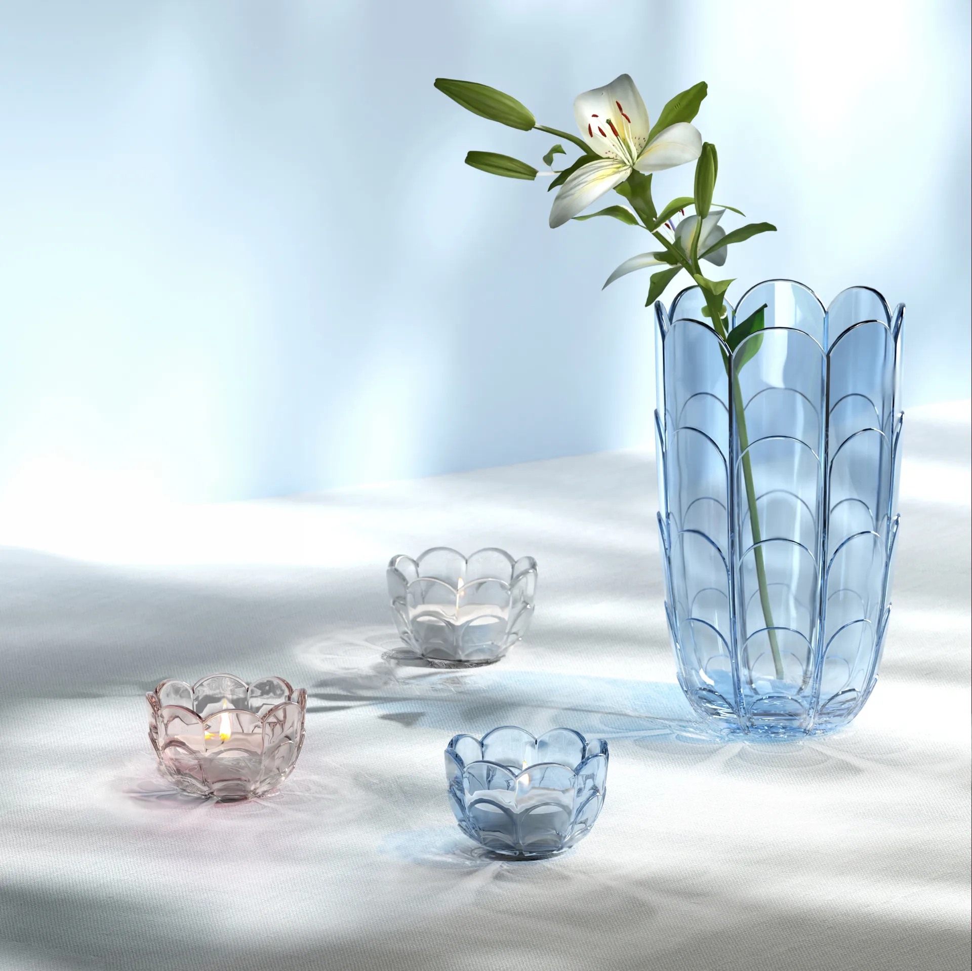 Lily vaasi K19 cm, Blue iris Holmegaard