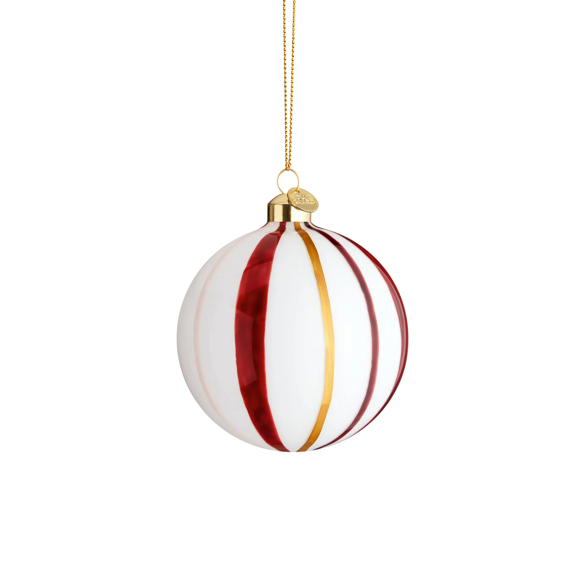Souvenir joulupallo raidallinen Ø 8 cm, Punainen Holmegaard
