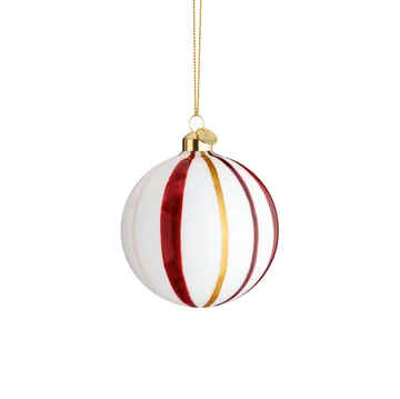 Souvenir joulupallo raidallinen Ø 8 cm - Punainen - Holmegaard