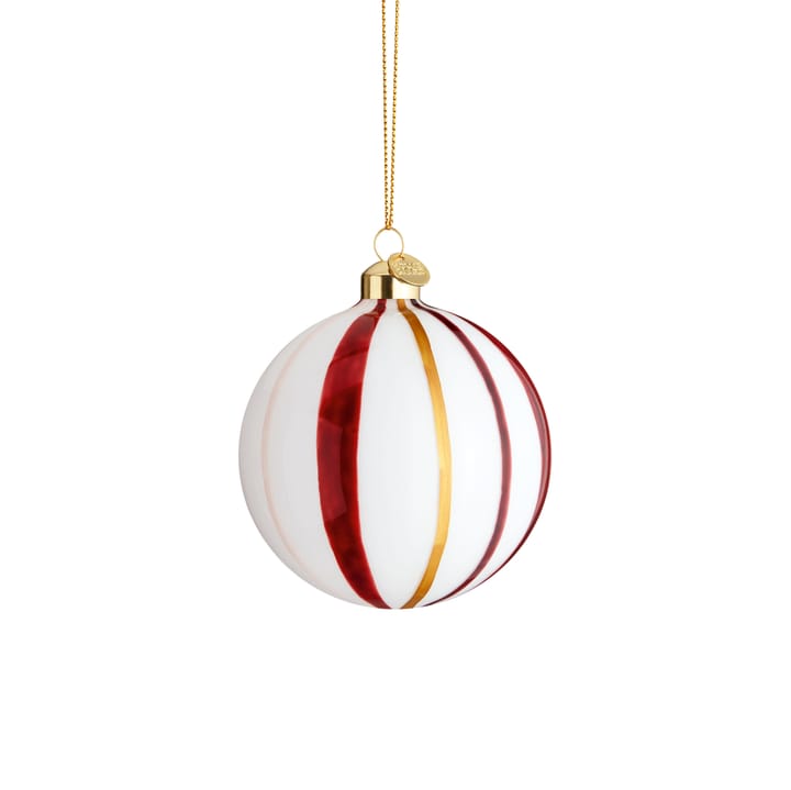 Souvenir joulupallo raidallinen Ø 8 cm, Punainen Holmegaard