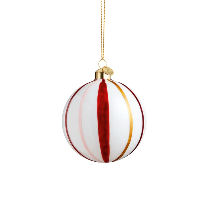 Souvenir joulupallo raidallinen Ø 8 cm, Punainen Holmegaard