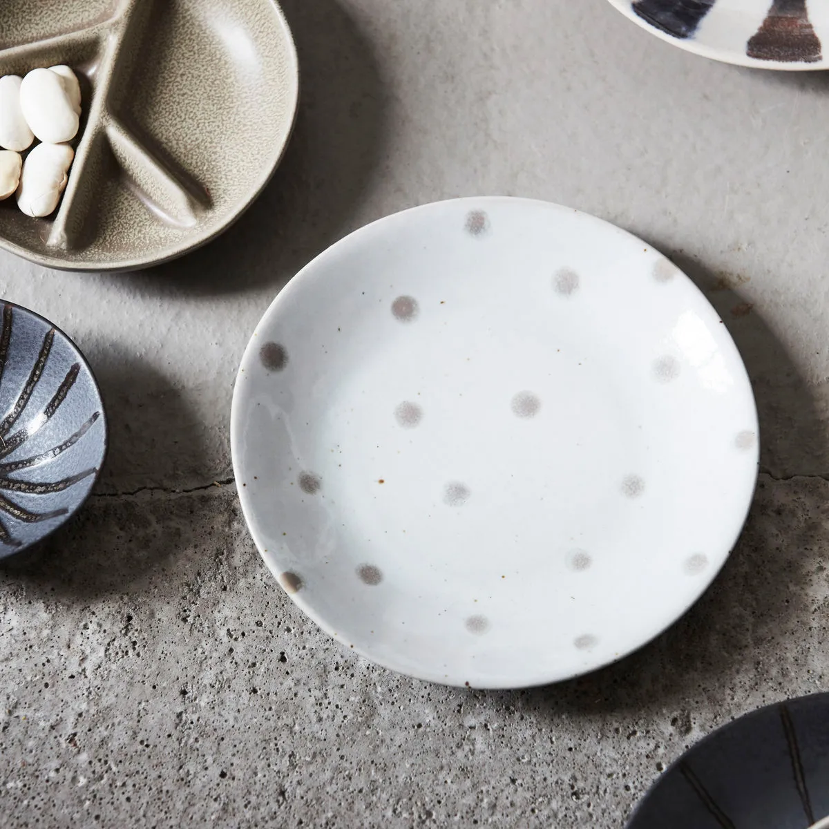 Dots lautanen, Ø 15,7 cm, Valkoinen-vihreä House Doctor