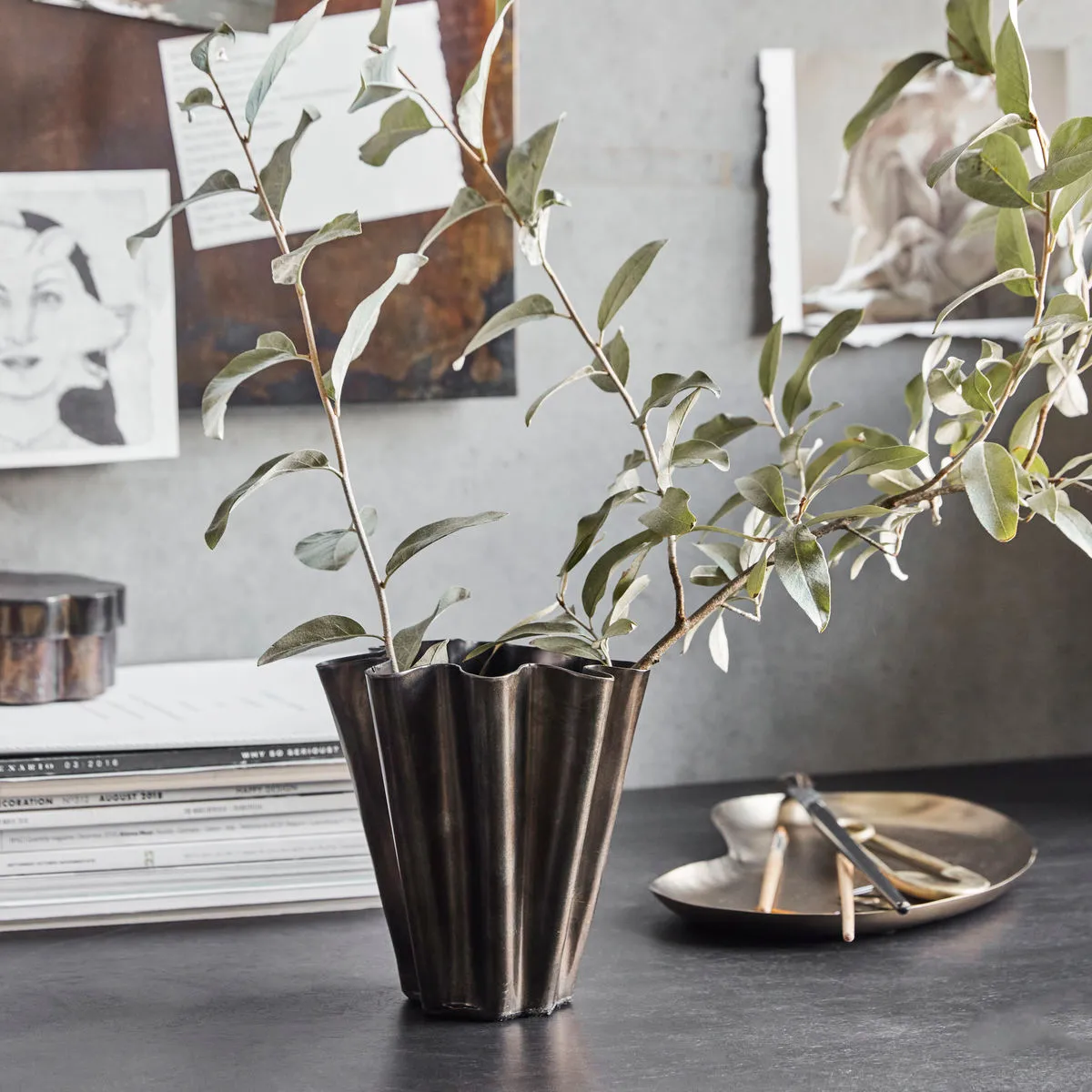 Flood vaasi 13 cm, Antiikinruskea House Doctor