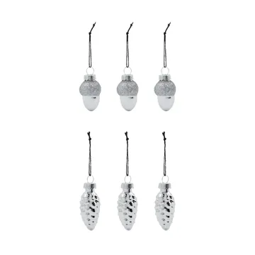 Glint joulukuusenkoristeet 5,8 cm 6 kpl - Hopea - House Doctor