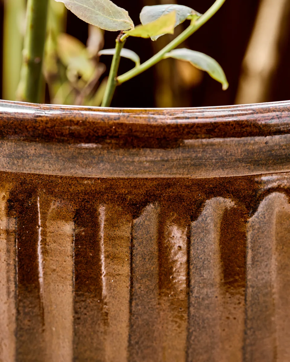 Groove ruukku 2 osaa small, Ruskea House Doctor