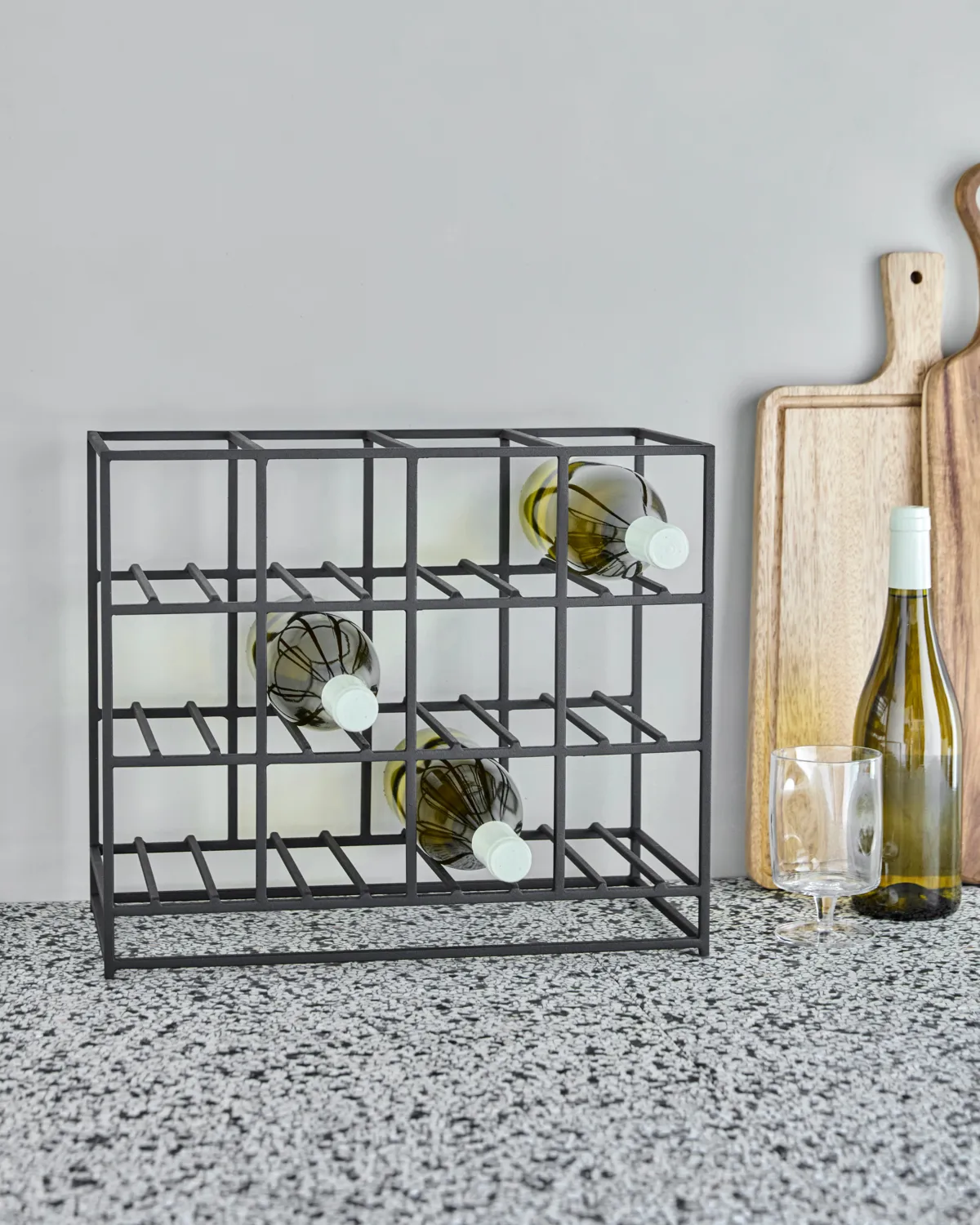 House Doctor viiniteline 12 pulloa 41x35 cm, Musta House Doctor