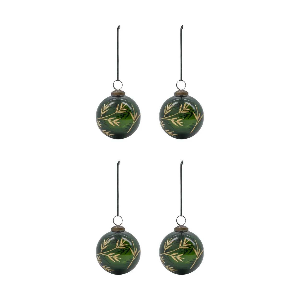 House Doctor Leaf joulukuusenkoriste Ø7,5 cm 4 kpl Vihreä-kulta