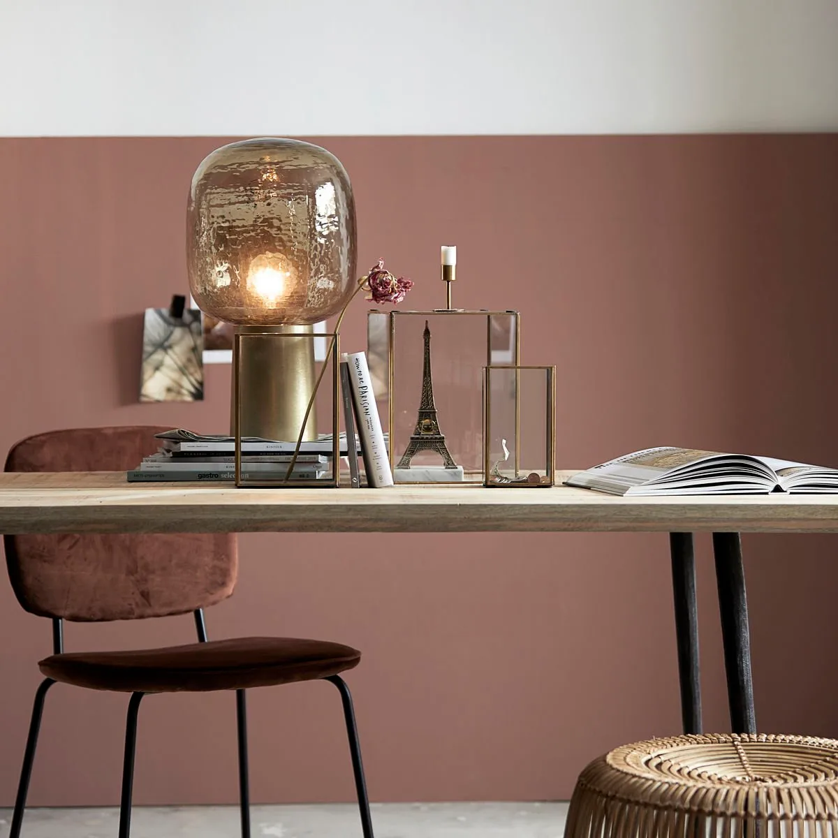 Note pöytävalaisin, harmaa-messinki House Doctor