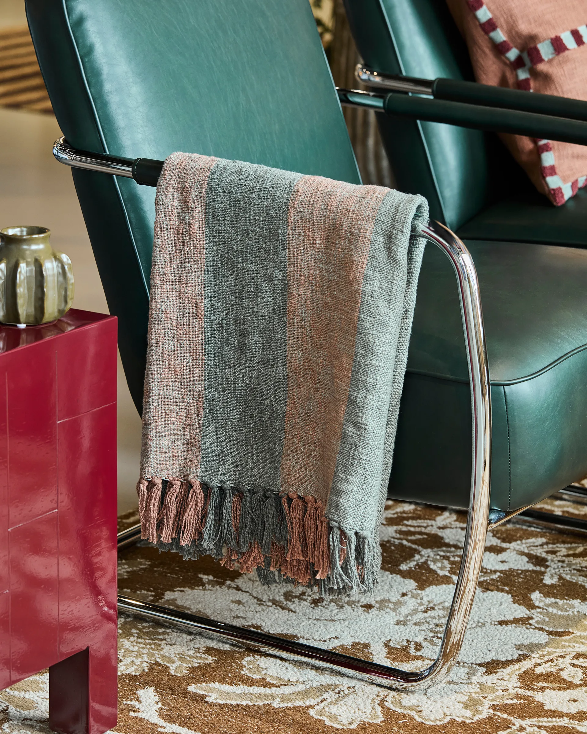 Ponra torkkupeitto 130 x 180 cm, Khaki–polttorossi House Doctor