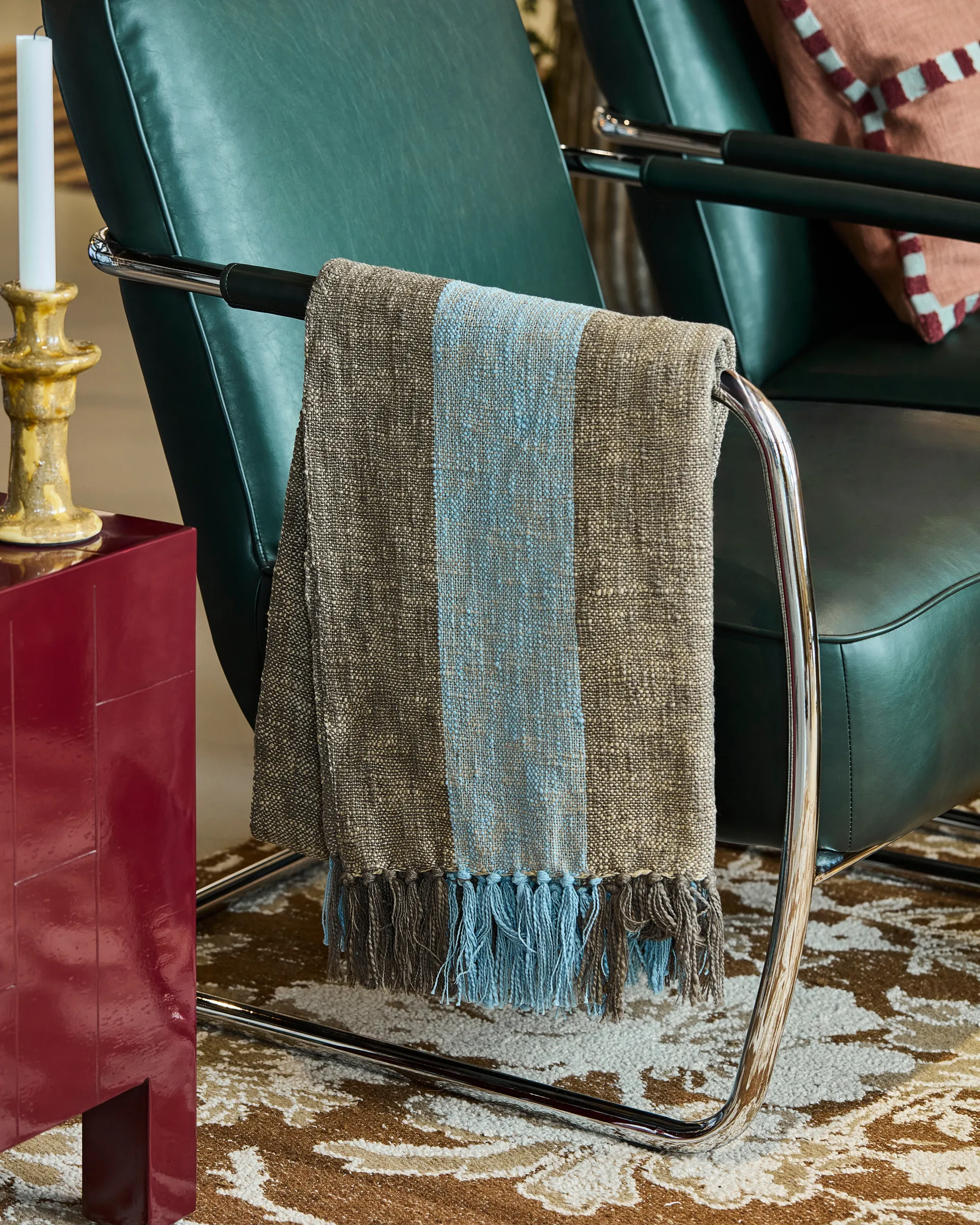 Ponra torkkupeitto 130 x 180 cm, Ruskea–vaaleansininen House Doctor